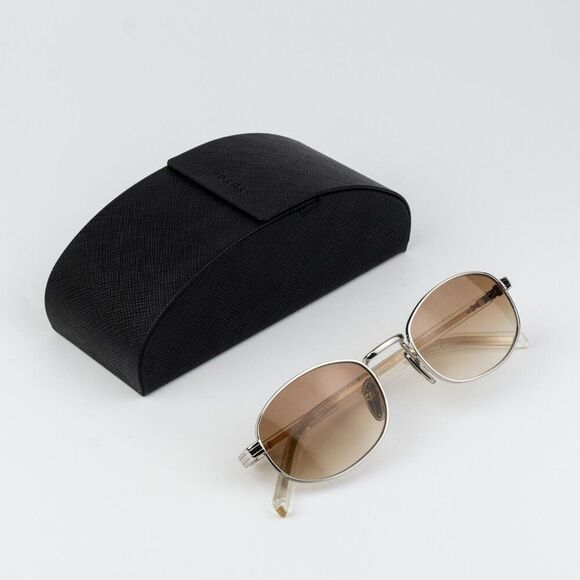 Prada Women Sunglasses Silver Brown Gradient Oval PRB53S 1BC80K NEW AUTHENTIC main image 5